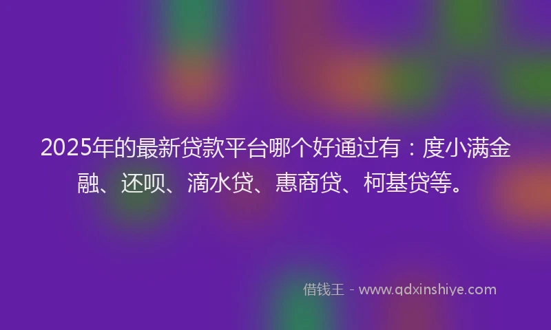 2025年的最新贷款平台哪个好通过有：度小满金融、还呗、滴水贷、惠商贷、柯基贷等。