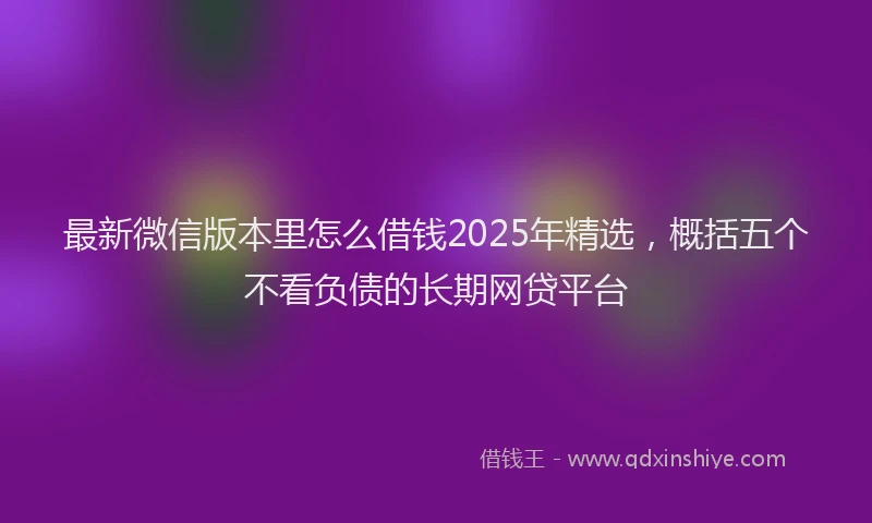 最新微信版本里怎么借钱2025年精选，概括五个不看负债的长期网贷平台