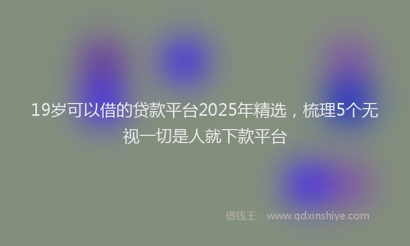 19岁可以借的贷款平台2025年精选，梳理5个无视一切是人就下款平台