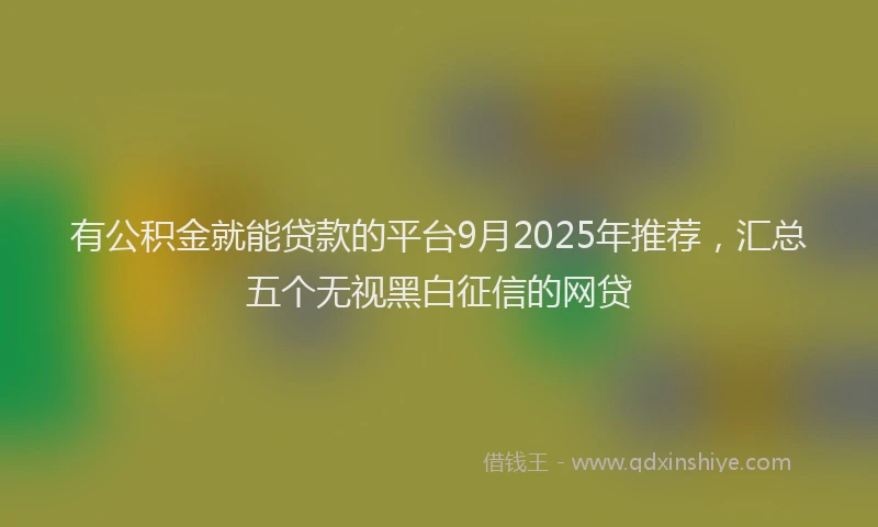 有公积金就能贷款的平台9月2025年推荐，汇总五个无视黑白征信的网贷