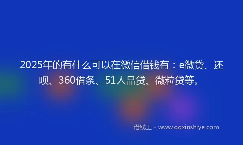 2025年的有什么可以在微信借钱有：e微贷、还呗、360借条、51人品贷、微粒贷等。