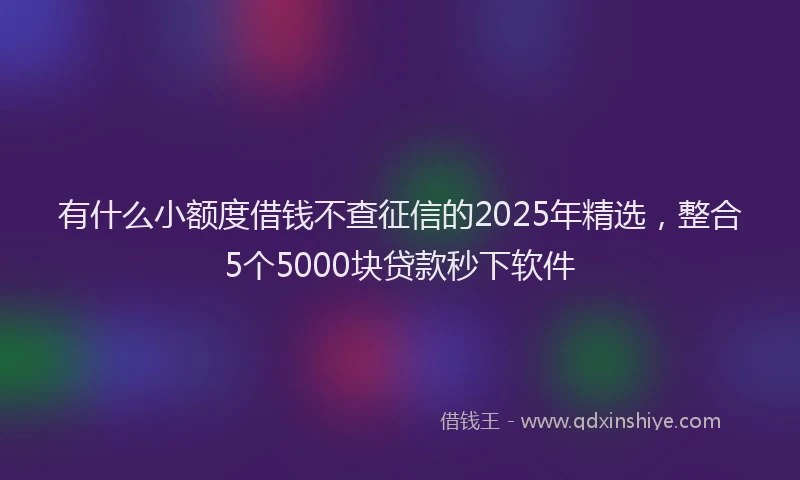 有什么小额度借钱不查征信的2025年精选，整合5个5000块贷款秒下软件