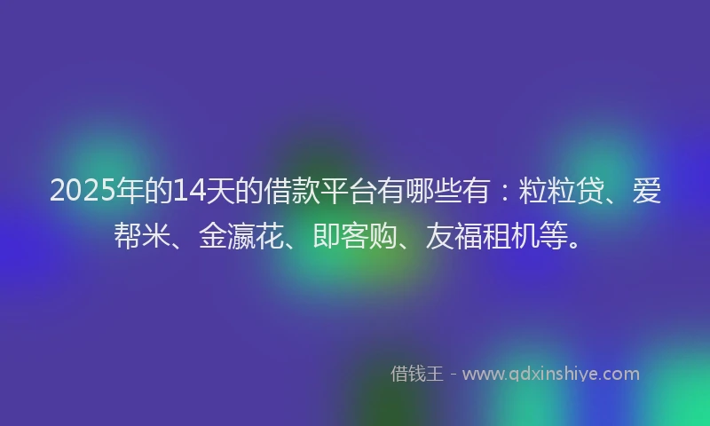 2025年的14天的借款平台有哪些有：粒粒贷、爱帮米、金瀛花、即客购、友福租机等。