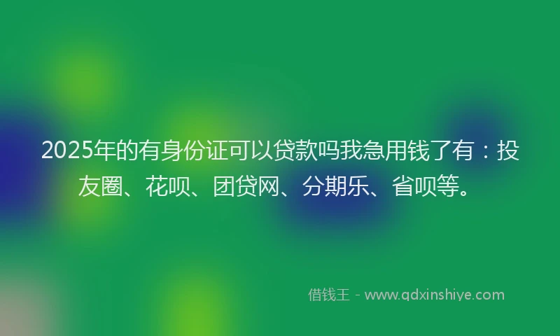 2025年的有身份证可以贷款吗我急用钱了有：投友圈、花呗、团贷网、分期乐、省呗等。