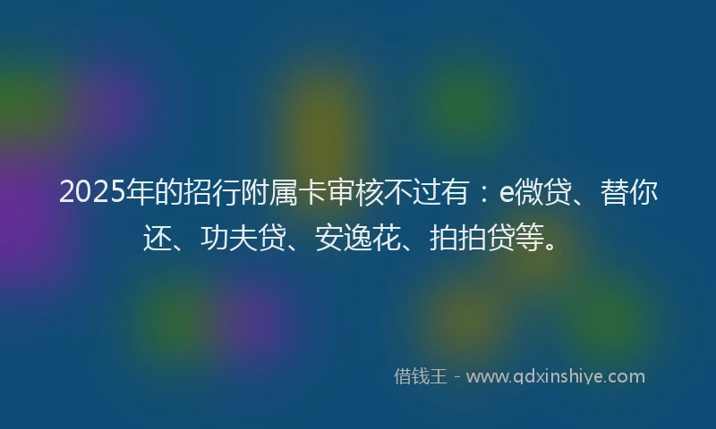 2025年的招行附属卡审核不过有：e微贷、替你还、功夫贷、安逸花、拍拍贷等。