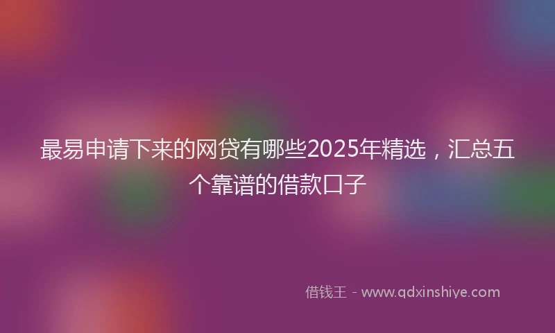 最易申请下来的网贷有哪些2025年精选，汇总五个靠谱的借款口子