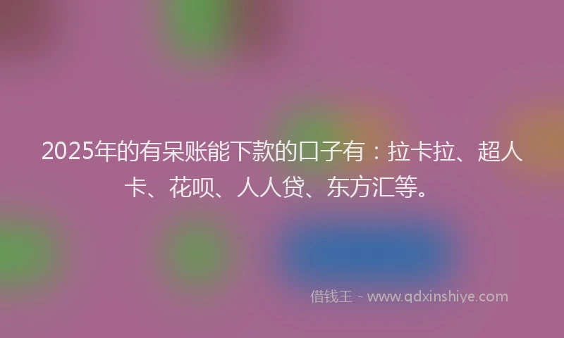 2025年的有呆账能下款的口子有：拉卡拉、超人卡、花呗、人人贷、东方汇等。