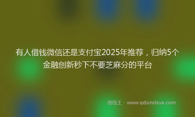 有人借钱微信还是支付宝2025年推荐，归纳5个金融创新秒下不要芝麻分的平台