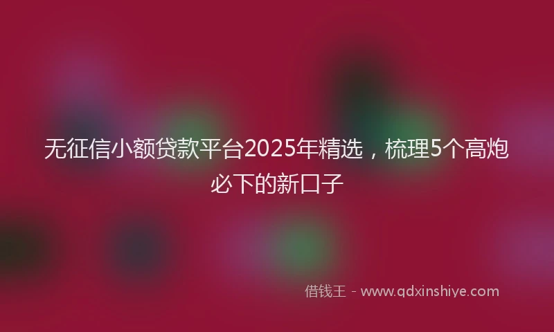 无征信小额贷款平台2025年精选，梳理5个高炮必下的新口子
