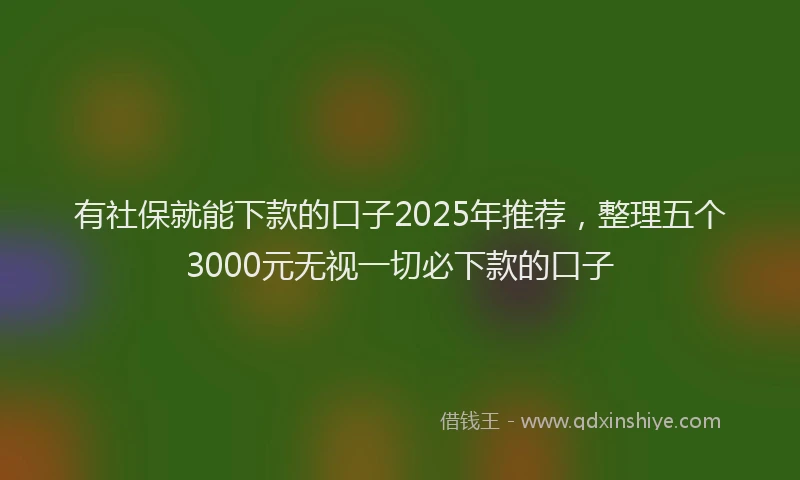 有社保就能下款的口子2025年推荐，整理五个3000元无视一切必下款的口子