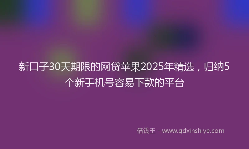新口子30天期限的网贷苹果2025年精选，归纳5个新手机号容易下款的平台