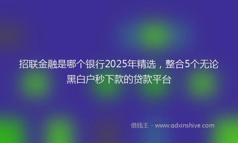 招联金融是哪个银行2025年精选，整合5个无论黑白户秒下款的贷款平台