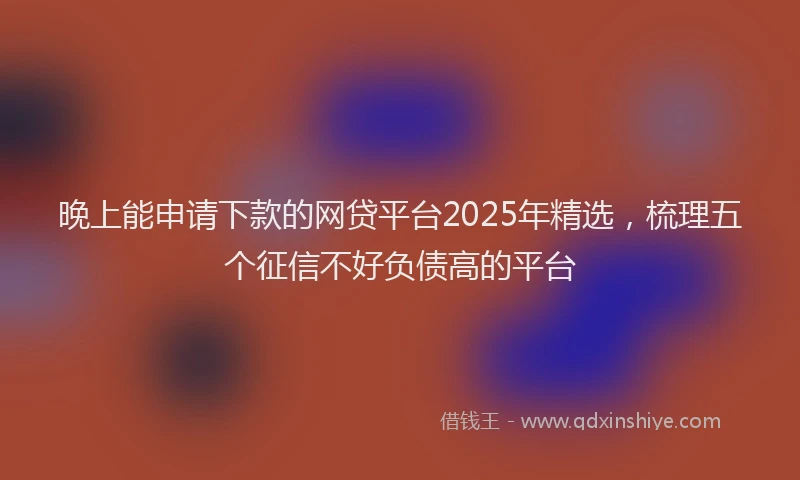 晚上能申请下款的网贷平台2025年精选，梳理五个征信不好负债高的平台