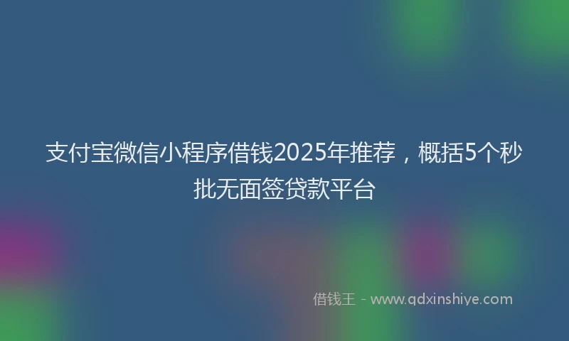 支付宝微信小程序借钱2025年推荐，概括5个秒批无面签贷款平台
