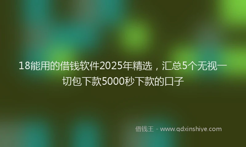 18能用的借钱软件2025年精选，汇总5个无视一切包下款5000秒下款的口子