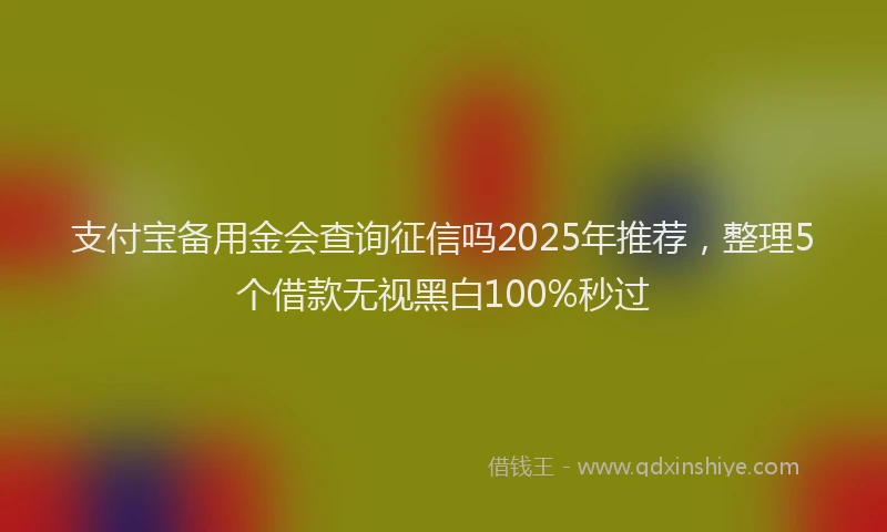 支付宝备用金会查询征信吗2025年推荐，整理5个借款无视黑白100%秒过