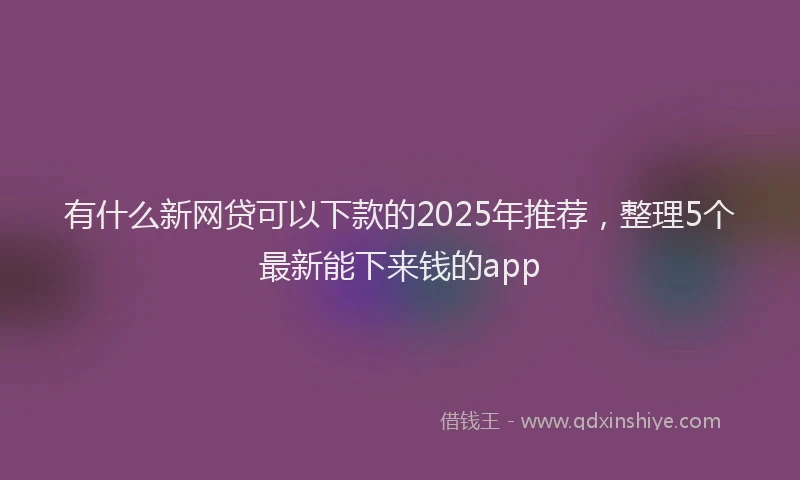 有什么新网贷可以下款的2025年推荐，整理5个最新能下来钱的app