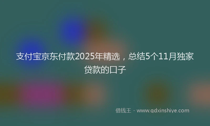 支付宝京东付款2025年精选，总结5个11月独家贷款的口子
