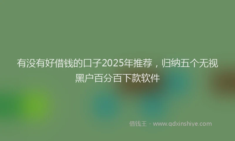 有没有好借钱的口子2025年推荐，归纳五个无视黑户百分百下款软件