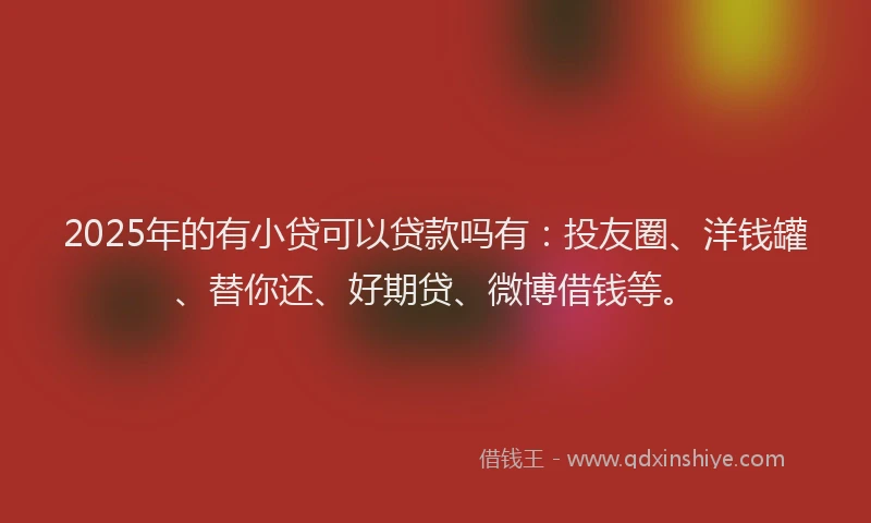 2025年的有小贷可以贷款吗有：投友圈、洋钱罐、替你还、好期贷、微博借钱等。