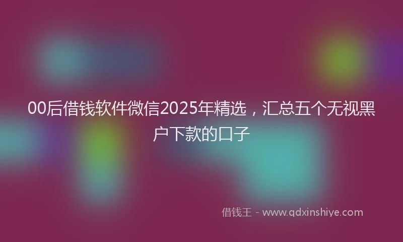 00后借钱软件微信2025年精选，汇总五个无视黑户下款的口子