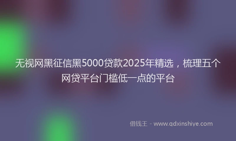 无视网黑征信黑5000贷款2025年精选，梳理五个网贷平台门槛低一点的平台