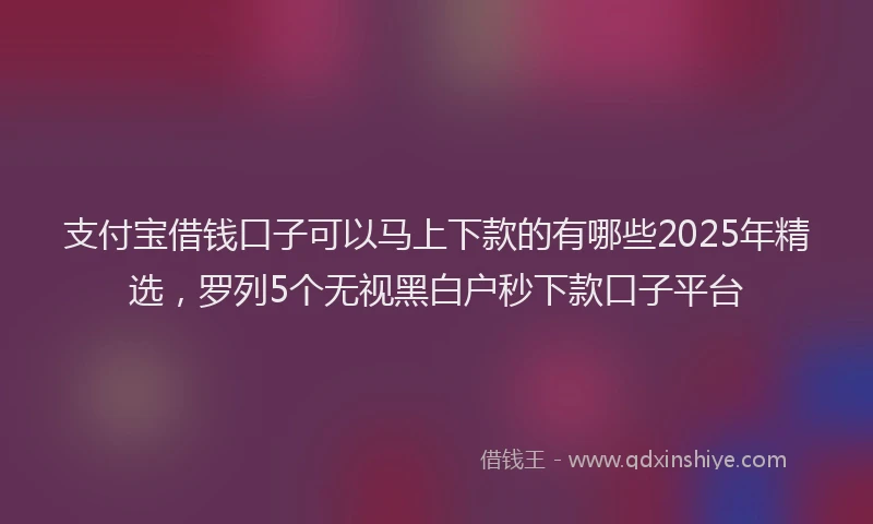 支付宝借钱口子可以马上下款的有哪些2025年精选，罗列5个无视黑白户秒下款口子平台