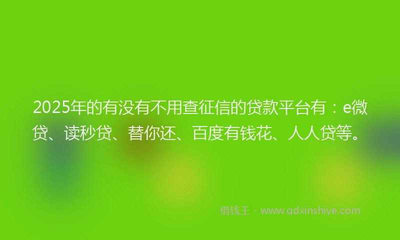 2025年的有没有不用查征信的贷款平台有：e微贷、读秒贷、替你还、百度有钱花、人人贷等。