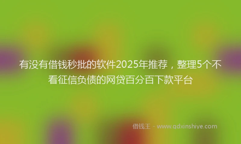 有没有借钱秒批的软件2025年推荐，整理5个不看征信负债的网贷百分百下款平台