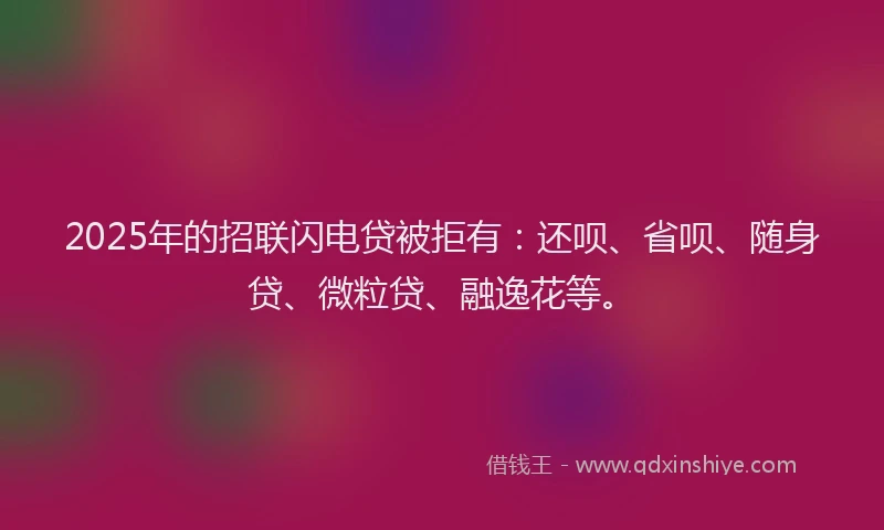 2025年的招联闪电贷被拒有:还呗、省呗、随身贷、微粒贷、融逸花等。