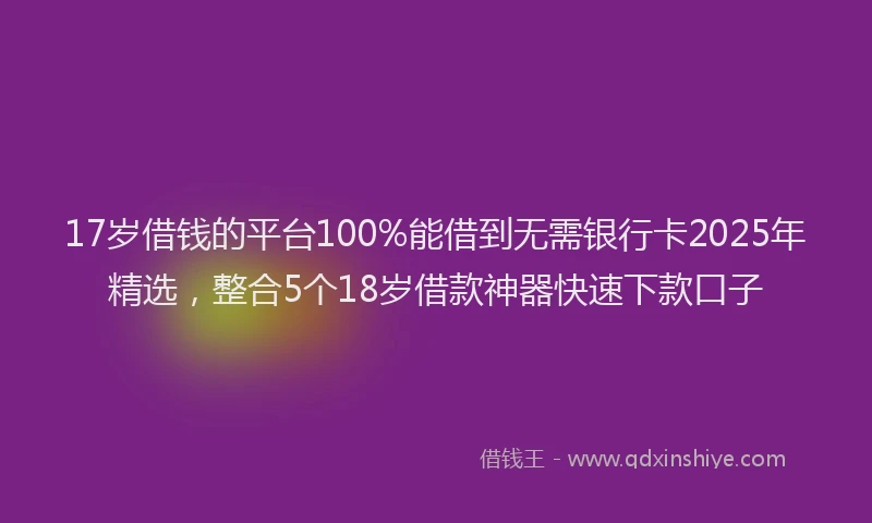 17岁借钱的平台100%能借到无需银行卡2025年精选，整合5个18岁借款神器快速下款口子