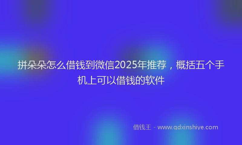 拼朵朵怎么借钱到微信2025年推荐，概括五个手机上可以借钱的软件