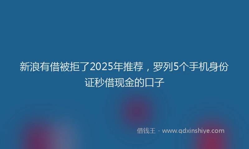 新浪有借被拒了2025年推荐，罗列5个手机身份证秒借现金的口子