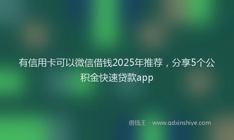 有信用卡可以微信借钱2025年推荐，分享5个公积金快速贷款app
