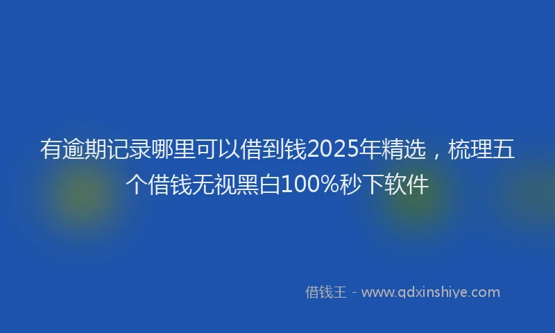 有逾期记录哪里可以借到钱2025年精选，梳理五个借钱无视黑白100%秒下软件
