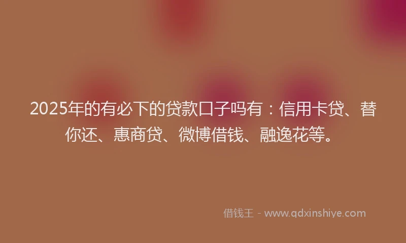 2025年的有必下的贷款口子吗有：信用卡贷、替你还、惠商贷、微博借钱、融逸花等。