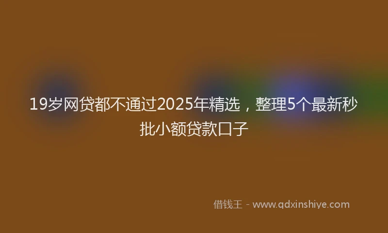 19岁网贷都不通过2025年精选，整理5个最新秒批小额贷款口子
