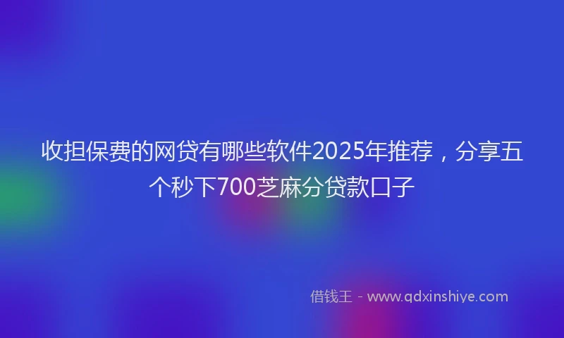 收担保费的网贷有哪些软件2025年推荐，分享五个秒下700芝麻分贷款口子