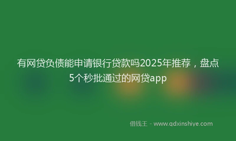 有网贷负债能申请银行贷款吗2025年推荐，盘点5个秒批通过的网贷app