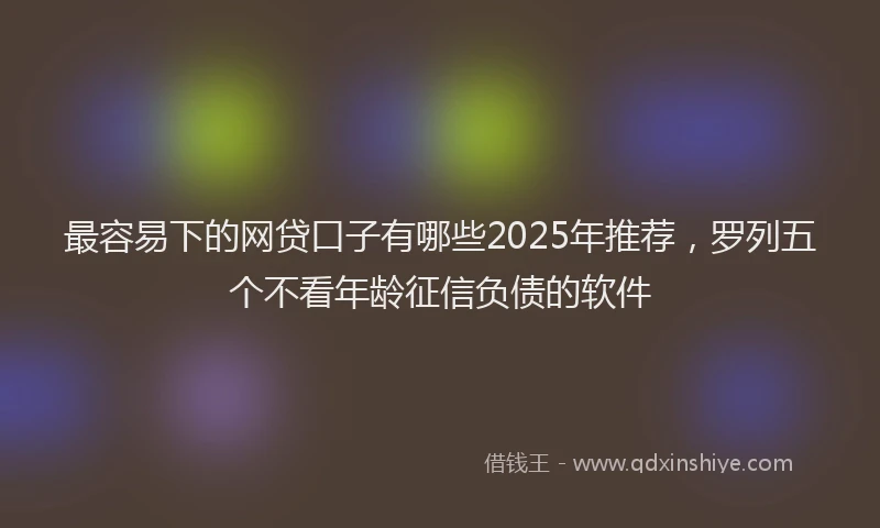 最容易下的网贷口子有哪些2025年推荐，罗列五个不看年龄征信负债的软件