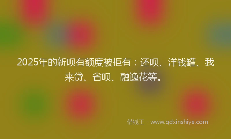 2025年的新呗有额度被拒有：还呗、洋钱罐、我来贷、省呗、融逸花等。