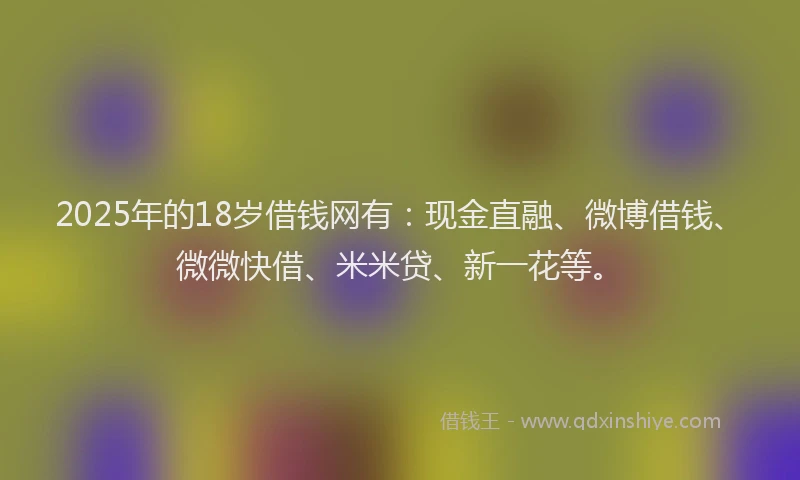 2025年的18岁借钱网有：现金直融、微博借钱、微微快借、米米贷、新一花等。