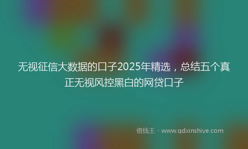 无视征信大数据的口子2025年精选，总结五个真正无视风控黑白的网贷口子