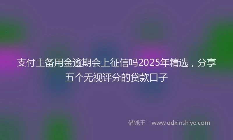 支付主备用金逾期会上征信吗2025年精选，分享五个无视评分的贷款口子