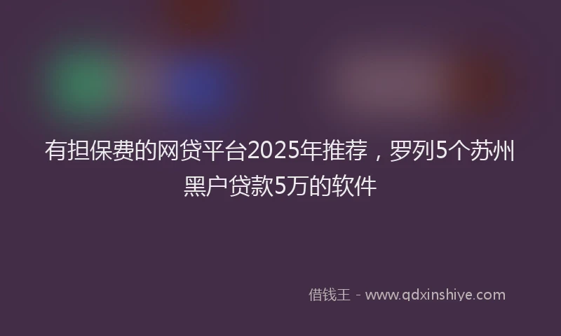 有担保费的网贷平台2025年推荐，罗列5个苏州黑户贷款5万的软件