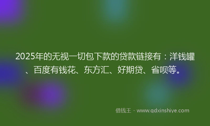 2025年的无视一切包下款的贷款链接有：洋钱罐、百度有钱花、东方汇、好期贷、省呗等。