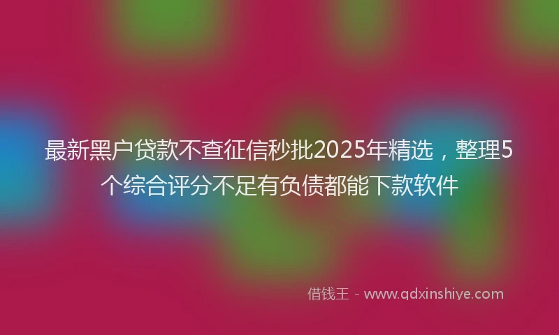 最新黑户贷款不查征信秒批2025年精选，整理5个综合评分不足有负债都能下款软件