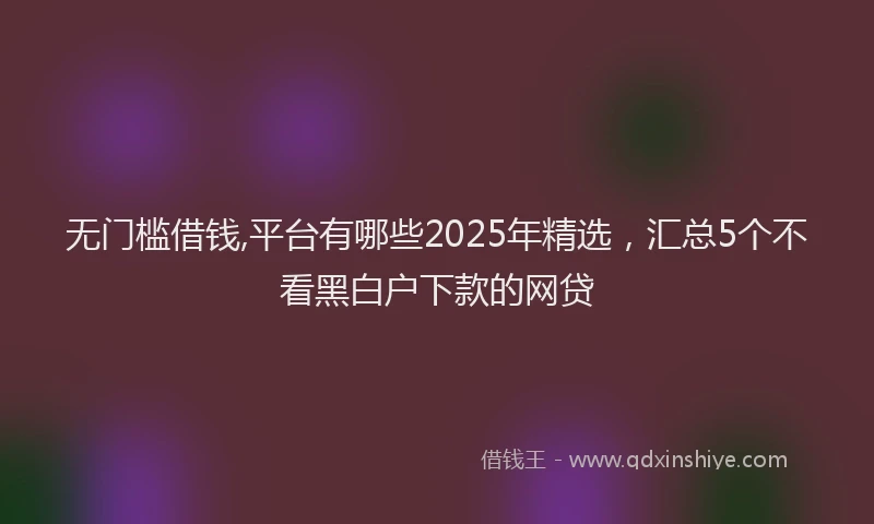 无门槛借钱,平台有哪些2025年精选，汇总5个不看黑白户下款的网贷