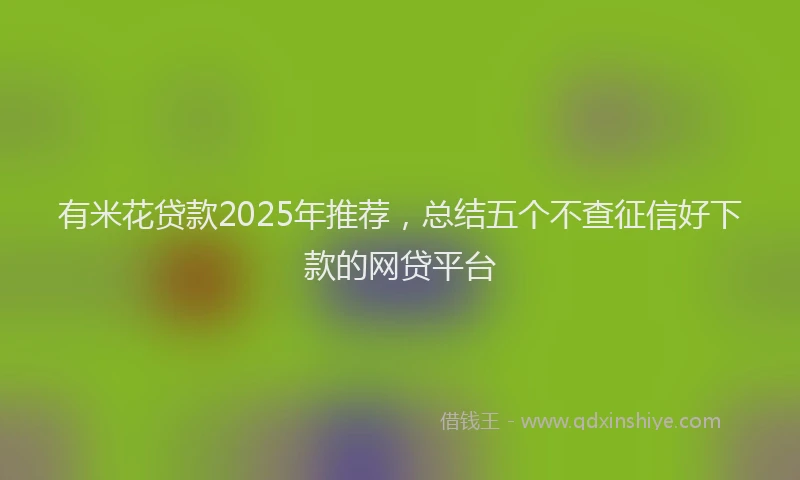 有米花贷款2025年推荐，总结五个不查征信好下款的网贷平台