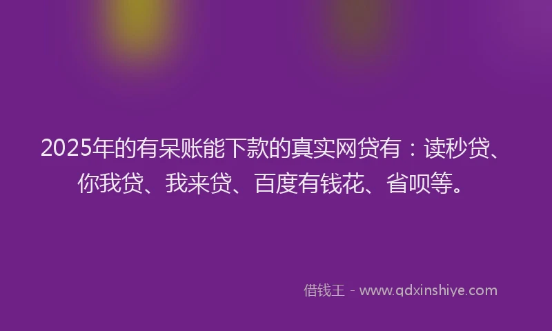 2025年的有呆账能下款的真实网贷有：读秒贷、你我贷、我来贷、百度有钱花、省呗等。